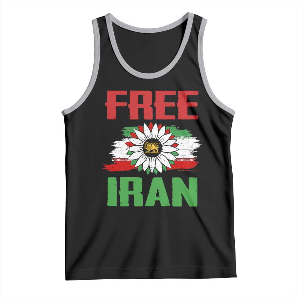 Free Iran Sunflower Tank Top Persian Flag Lion and Su Iranian Revolution Freedom Supporters