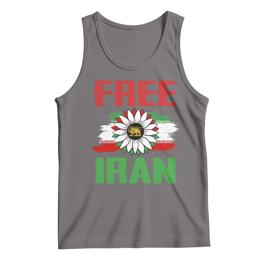 Free Iran Sunflower Tank Top Persian Flag Lion and Su Iranian Revolution Freedom Supporters
