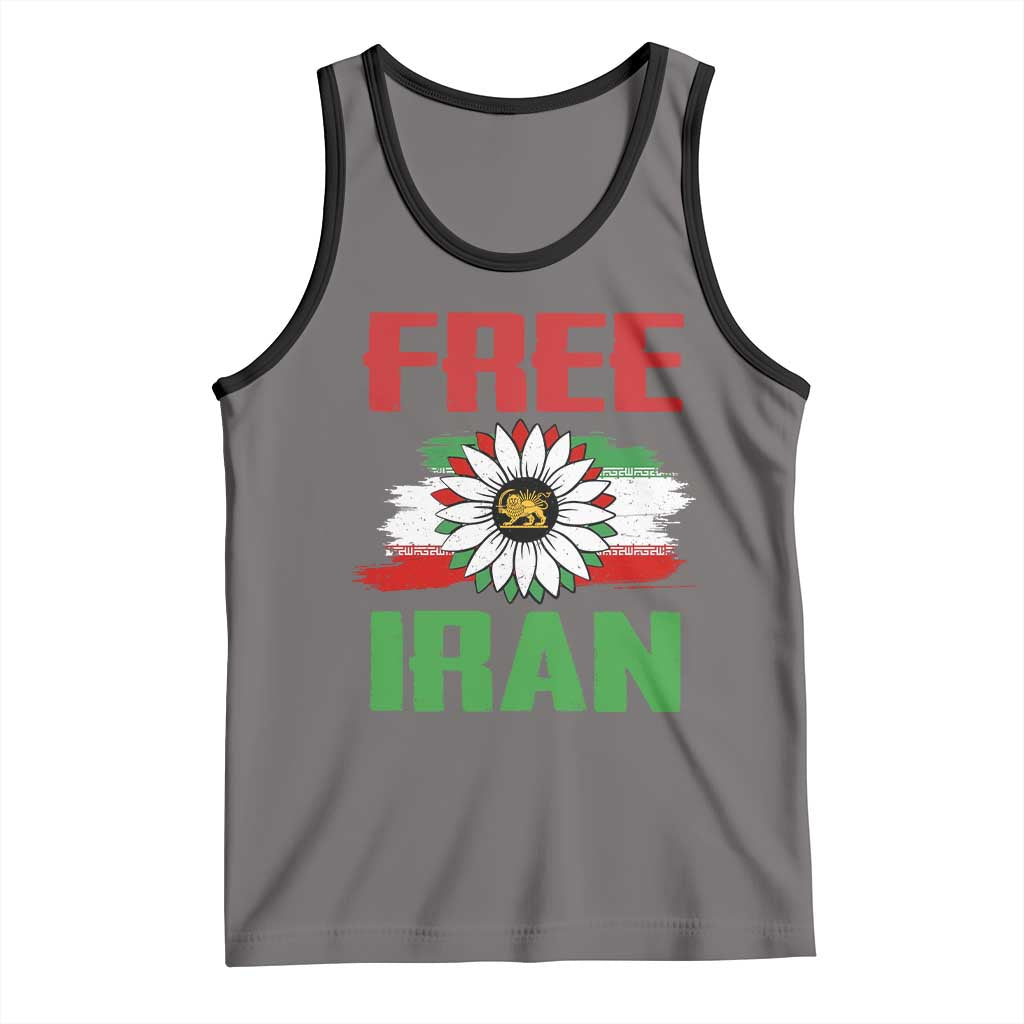 Free Iran Sunflower Tank Top Persian Flag Lion and Su Iranian Revolution Freedom Supporters