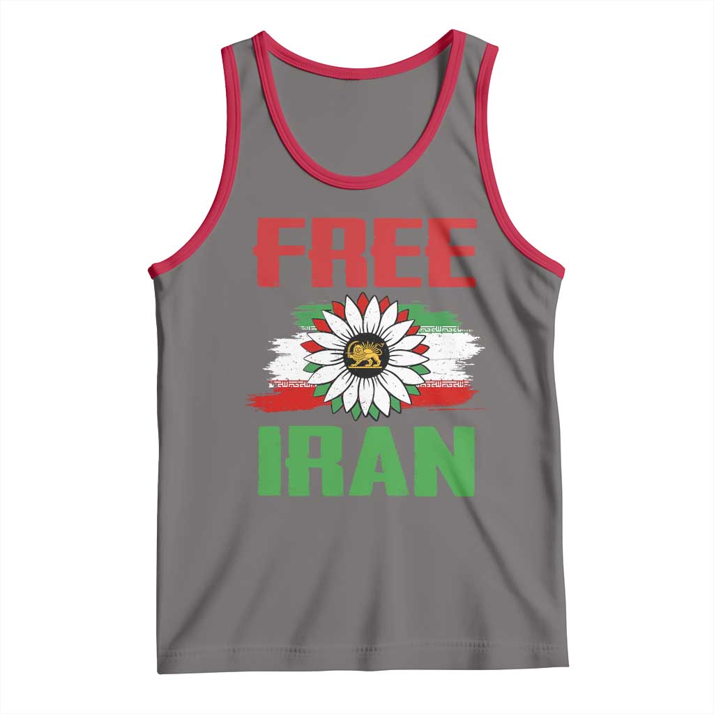 Free Iran Sunflower Tank Top Persian Flag Lion and Su Iranian Revolution Freedom Supporters