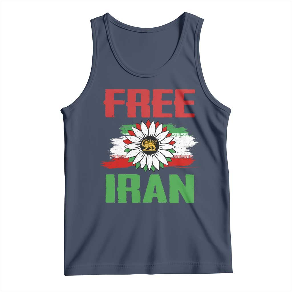 Free Iran Sunflower Tank Top Persian Flag Lion and Su Iranian Revolution Freedom Supporters