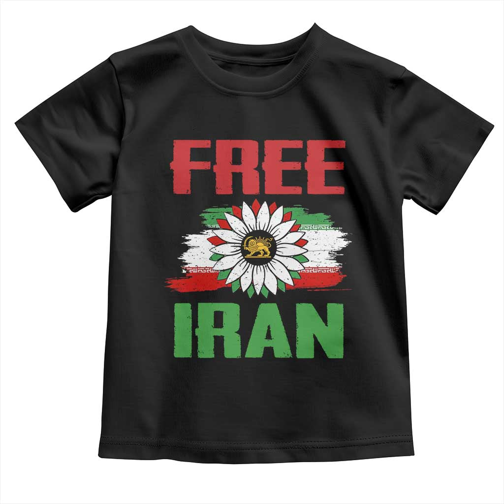 Free Iran Sunflower Toddler T Shirt Persian Flag Lion and Su Iranian Revolution Freedom Supporters