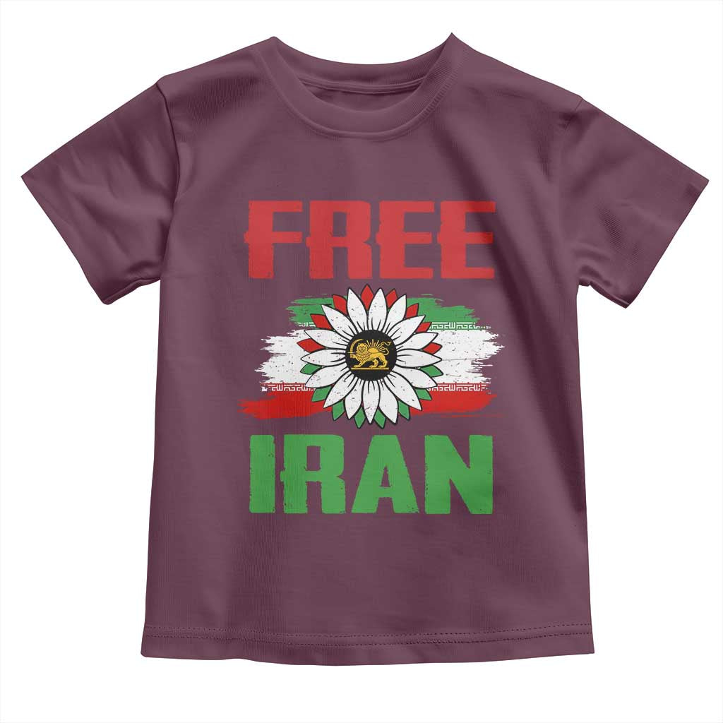 Free Iran Sunflower Toddler T Shirt Persian Flag Lion and Su Iranian Revolution Freedom Supporters