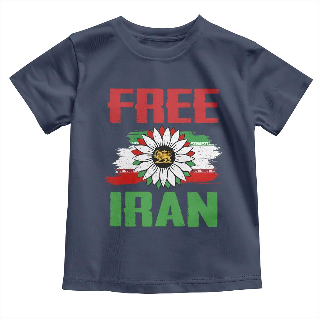 Free Iran Sunflower Toddler T Shirt Persian Flag Lion and Su Iranian Revolution Freedom Supporters