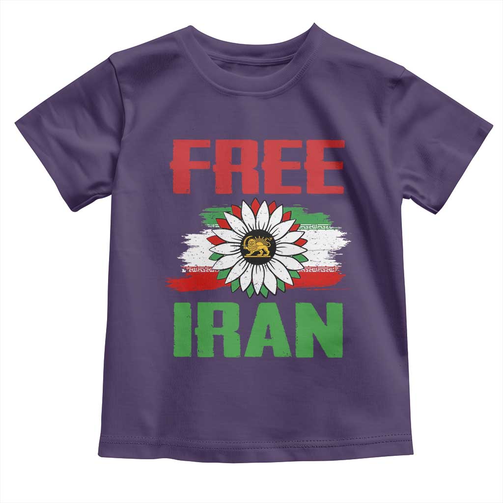 Free Iran Sunflower Toddler T Shirt Persian Flag Lion and Su Iranian Revolution Freedom Supporters