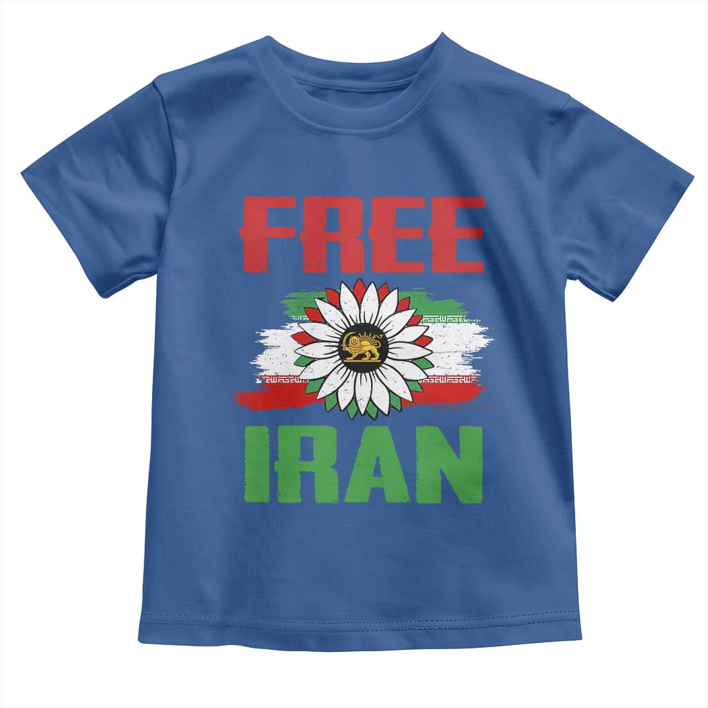 Free Iran Sunflower Toddler T Shirt Persian Flag Lion and Su Iranian Revolution Freedom Supporters