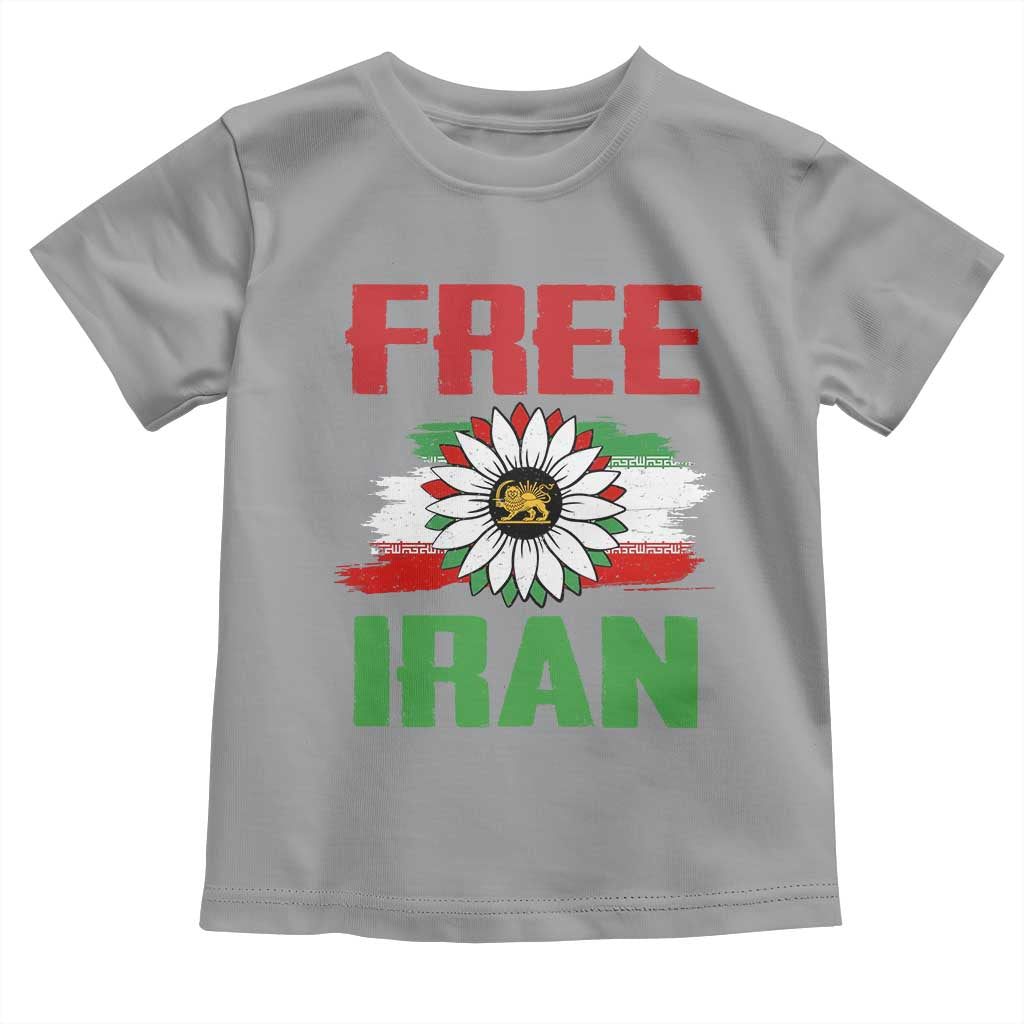 Free Iran Sunflower Toddler T Shirt Persian Flag Lion and Su Iranian Revolution Freedom Supporters
