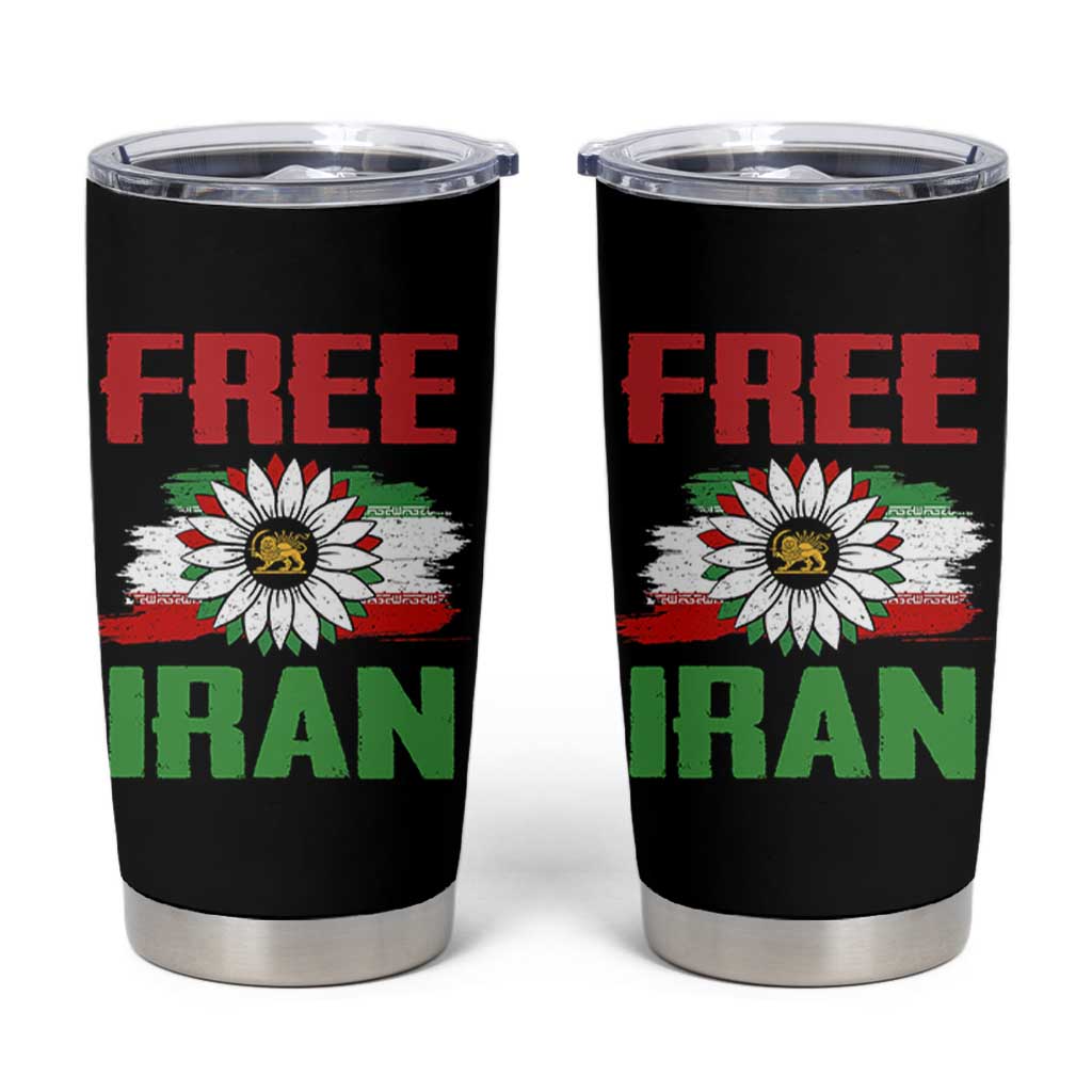 Free Iran Sunflower Tumbler Cup Persian Flag Lion and Su Iranian Revolution Freedom Supporters