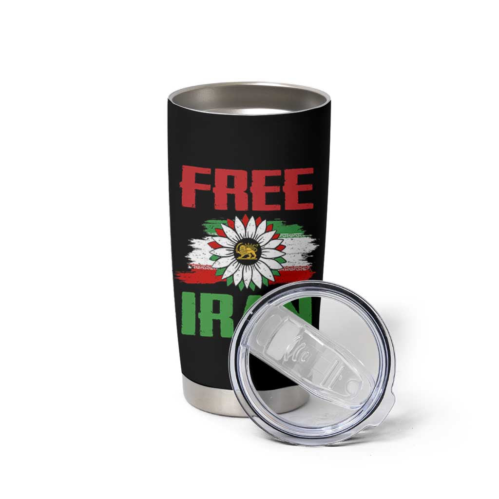Free Iran Sunflower Tumbler Cup Persian Flag Lion and Su Iranian Revolution Freedom Supporters