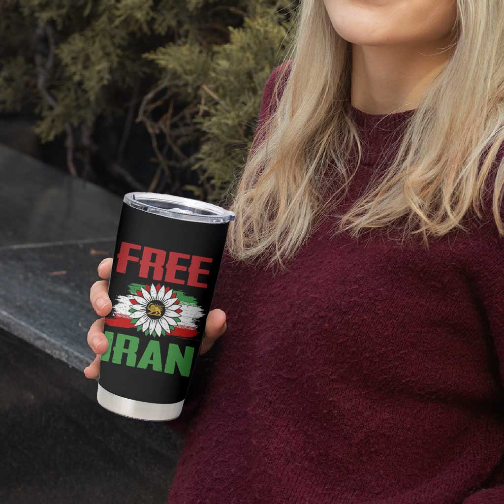 Free Iran Sunflower Tumbler Cup Persian Flag Lion and Su Iranian Revolution Freedom Supporters