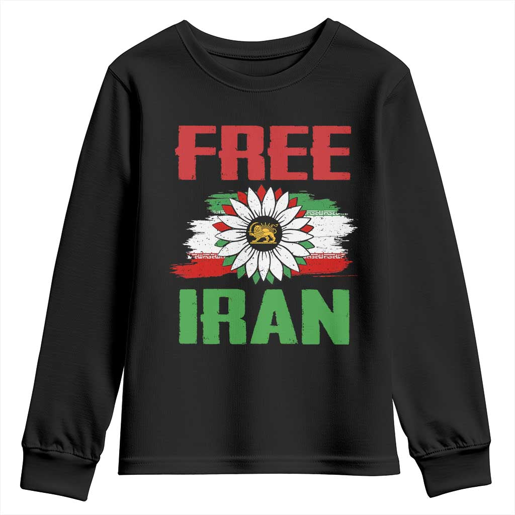 Free Iran Sunflower Youth Sweatshirt Persian Flag Lion and Su Iranian Revolution Freedom Supporters