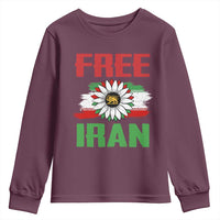 Free Iran Sunflower Youth Sweatshirt Persian Flag Lion and Su Iranian Revolution Freedom Supporters