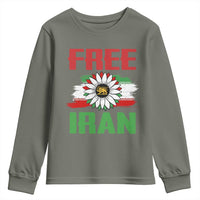 Free Iran Sunflower Youth Sweatshirt Persian Flag Lion and Su Iranian Revolution Freedom Supporters