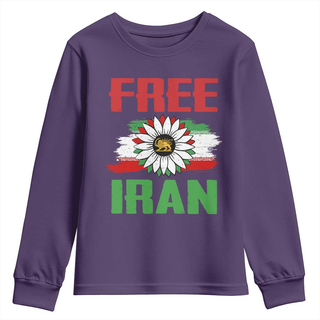 Free Iran Sunflower Youth Sweatshirt Persian Flag Lion and Su Iranian Revolution Freedom Supporters
