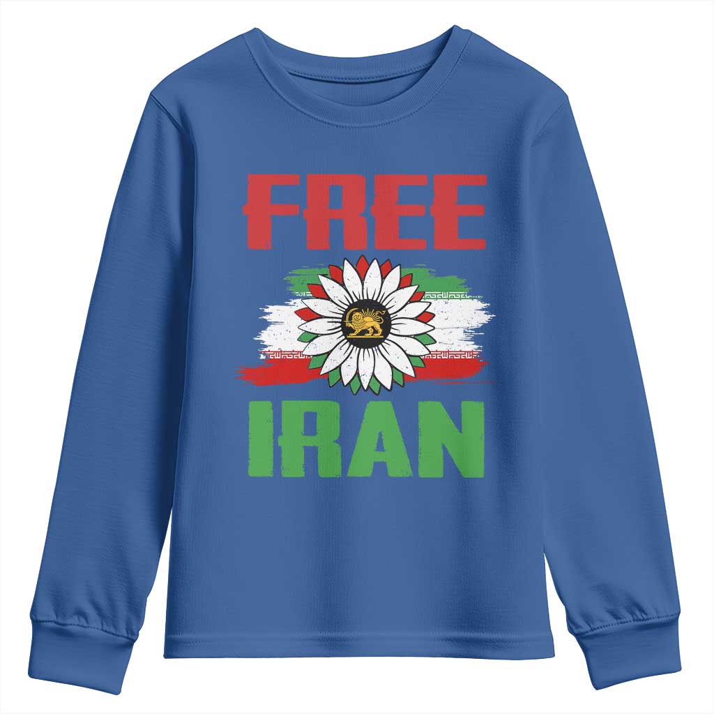 Free Iran Sunflower Youth Sweatshirt Persian Flag Lion and Su Iranian Revolution Freedom Supporters