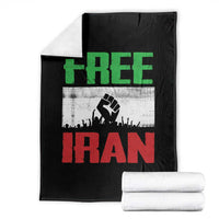Free Iran Freedom Protest Throw Blanket Iranian Flag Raised Fist and Crowd Revolution