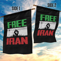 Free Iran Freedom Protest Garden Flag Iranian Flag Raised Fist and Crowd Revolution