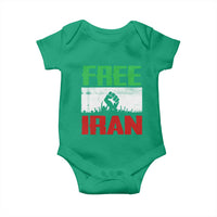Free Iran Freedom Protest Baby Onesie Iranian Flag Raised Fist and Crowd Revolution