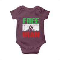 Free Iran Freedom Protest Baby Onesie Iranian Flag Raised Fist and Crowd Revolution