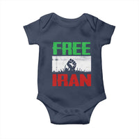 Free Iran Freedom Protest Baby Onesie Iranian Flag Raised Fist and Crowd Revolution