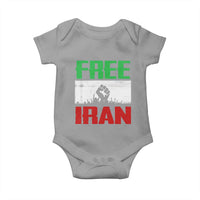 Free Iran Freedom Protest Baby Onesie Iranian Flag Raised Fist and Crowd Revolution