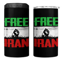 Free Iran Freedom Protest 4 in 1 Can Cooler Tumbler Iranian Flag Raised Fist and Crowd Revolution