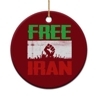 Free Iran Freedom Protest Ceramic Ornament Iranian Flag Raised Fist and Crowd Revolution