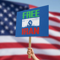 Free Iran Freedom Protest Protest Sign Iranian Flag Raised Fist and Crowd Revolution