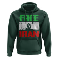 Free Iran Freedom Protest Hoodie Iranian Flag Raised Fist and Crowd Revolution