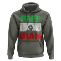 Free Iran Freedom Protest Hoodie Iranian Flag Raised Fist and Crowd Revolution