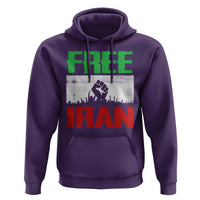 Free Iran Freedom Protest Hoodie Iranian Flag Raised Fist and Crowd Revolution