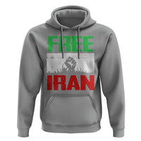 Free Iran Freedom Protest Hoodie Iranian Flag Raised Fist and Crowd Revolution