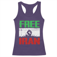 Free Iran Freedom Protest Racerback Tank Top Iranian Flag Raised Fist and Crowd Revolution