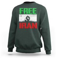 Free Iran Freedom Protest Sweatshirt Iranian Flag Raised Fist and Crowd Revolution