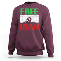 Free Iran Freedom Protest Sweatshirt Iranian Flag Raised Fist and Crowd Revolution