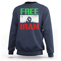 Free Iran Freedom Protest Sweatshirt Iranian Flag Raised Fist and Crowd Revolution