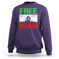 Free Iran Freedom Protest Sweatshirt Iranian Flag Raised Fist and Crowd Revolution