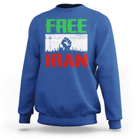 Free Iran Freedom Protest Sweatshirt Iranian Flag Raised Fist and Crowd Revolution