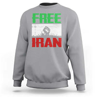 Free Iran Freedom Protest Sweatshirt Iranian Flag Raised Fist and Crowd Revolution