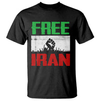Free Iran Freedom Protest T Shirt Iranian Flag Raised Fist and Crowd Revolution