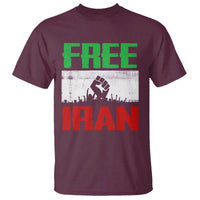 Free Iran Freedom Protest T Shirt Iranian Flag Raised Fist and Crowd Revolution
