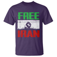 Free Iran Freedom Protest T Shirt Iranian Flag Raised Fist and Crowd Revolution