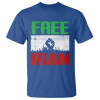 Free Iran Freedom Protest T Shirt Iranian Flag Raised Fist and Crowd Revolution