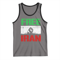 Free Iran Freedom Protest Tank Top Iranian Flag Raised Fist and Crowd Revolution