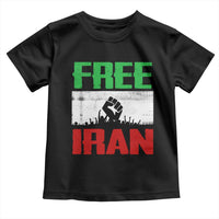 Free Iran Freedom Protest Toddler T Shirt Iranian Flag Raised Fist and Crowd Revolution