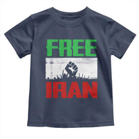 Free Iran Freedom Protest Toddler T Shirt Iranian Flag Raised Fist and Crowd Revolution