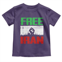 Free Iran Freedom Protest Toddler T Shirt Iranian Flag Raised Fist and Crowd Revolution