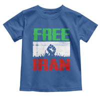 Free Iran Freedom Protest Toddler T Shirt Iranian Flag Raised Fist and Crowd Revolution