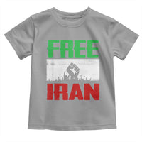 Free Iran Freedom Protest Toddler T Shirt Iranian Flag Raised Fist and Crowd Revolution