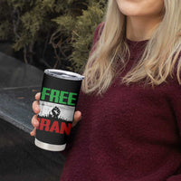 Free Iran Freedom Protest Tumbler Cup Iranian Flag Raised Fist and Crowd Revolution